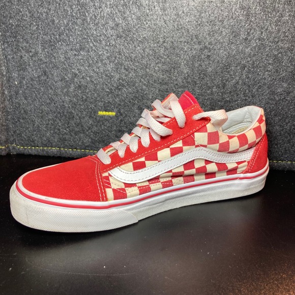 Vans Old Skool Red Checkerboard Suede Casual Skate Shoes Men's Size 6.5 W 8 - Picture 3 of 12